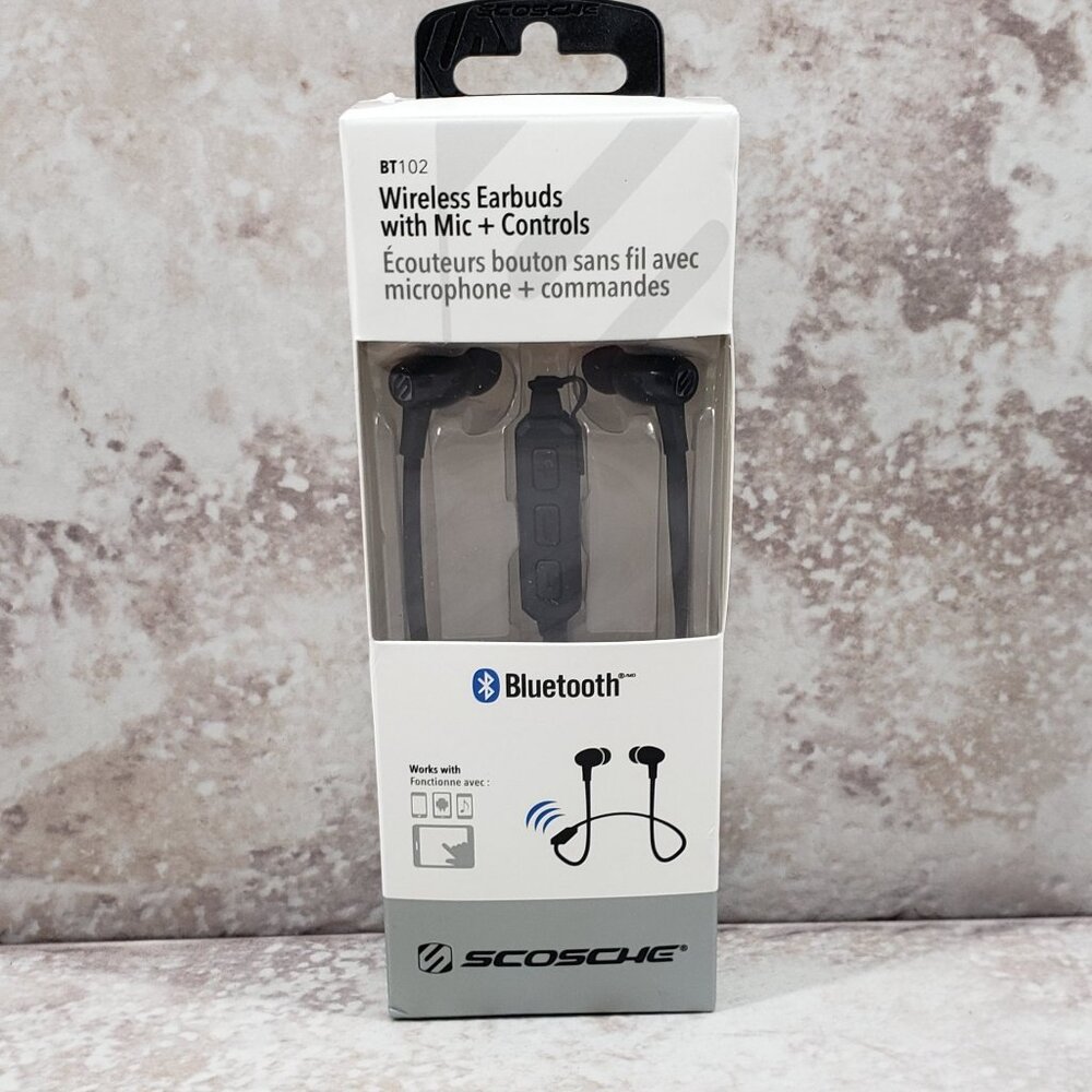 Bluetooth BT102 Earbuds Wireless Headphones w/ Mic Control Scosche Sealed